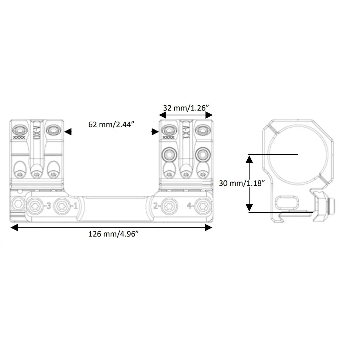 Моноблок Spuhr SP-3001. d - 30 мм. Medium. Picatinny