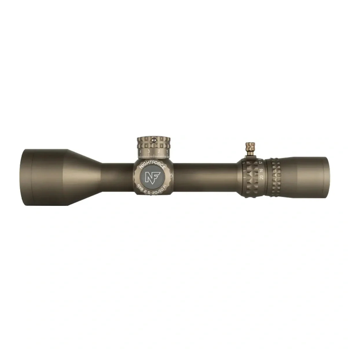 Приціл Nightforce NX8 2.5-20x50 F1 ZeroS. Сітка Mil-XT з підсвічуванням. Dark Earth